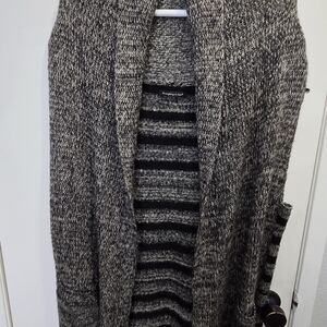 Do everything in love Black and Gray Marled Open-Front Cardigan